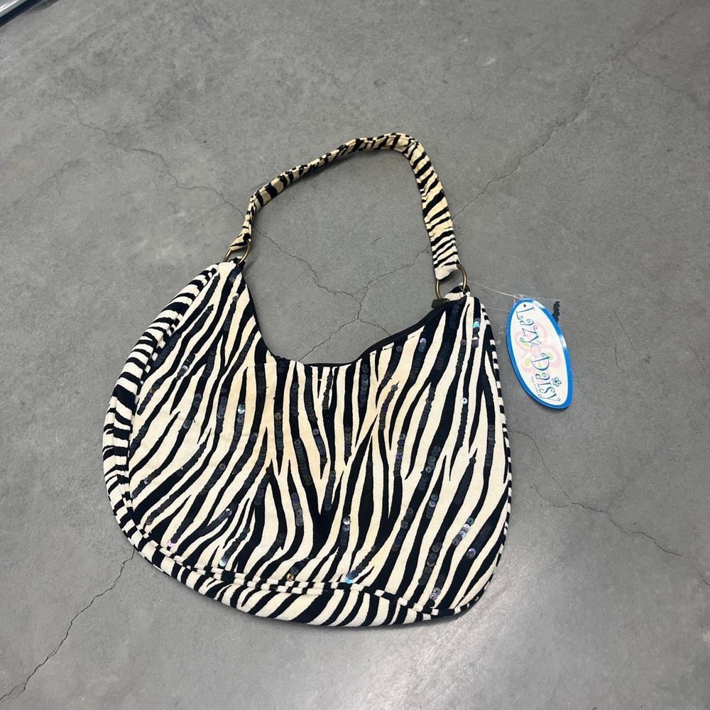 2000s lazy daisy zebra sequin purse
